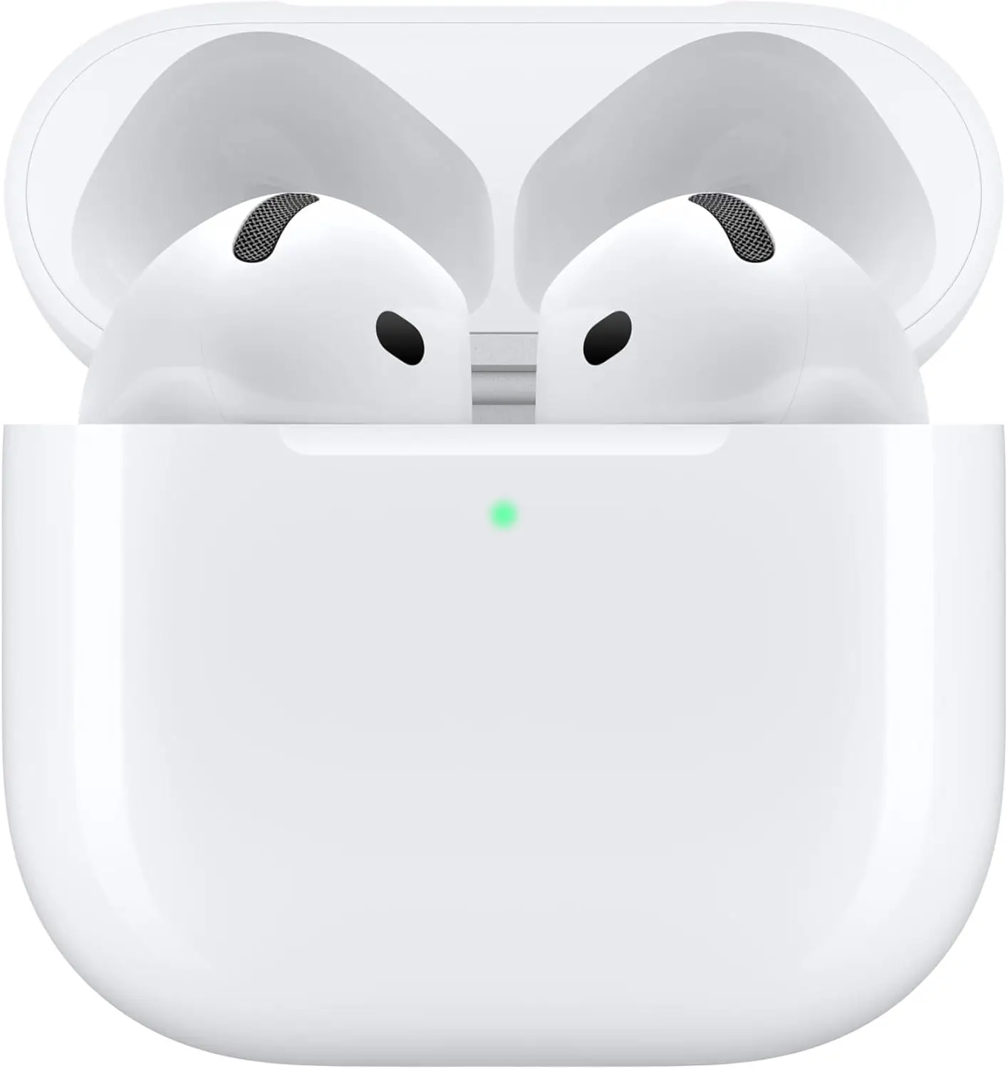 سماعات أذن Apple AirPods 4 اللاسلكية، سماعات بلوتوث، صوت مخصص للمساحة، مقاومة للعرق والماء، مخصص شحن USB-C، شريحة H2، ما يصل إلى 24 ساعة من الحكم الذاتي