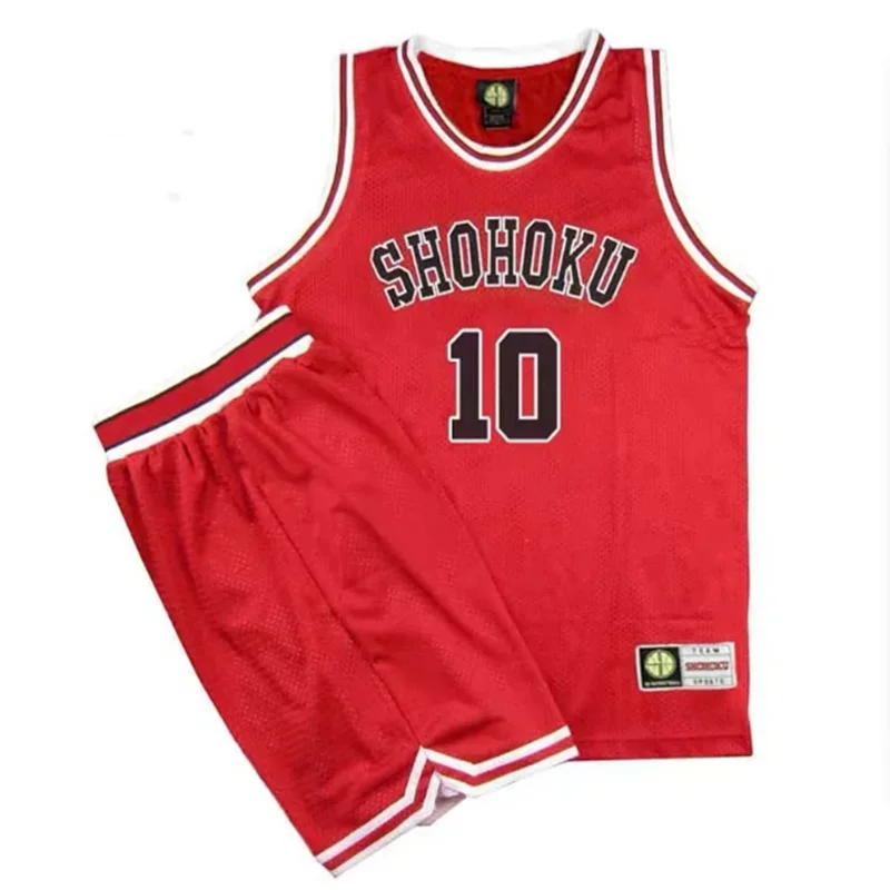 Conjunto de camisa da equipe de basquete da escola Miyagi, Anime Cosplay, Enterrada, Rukawa Sakuragi Uniforme Vermelho, Trajes, 7