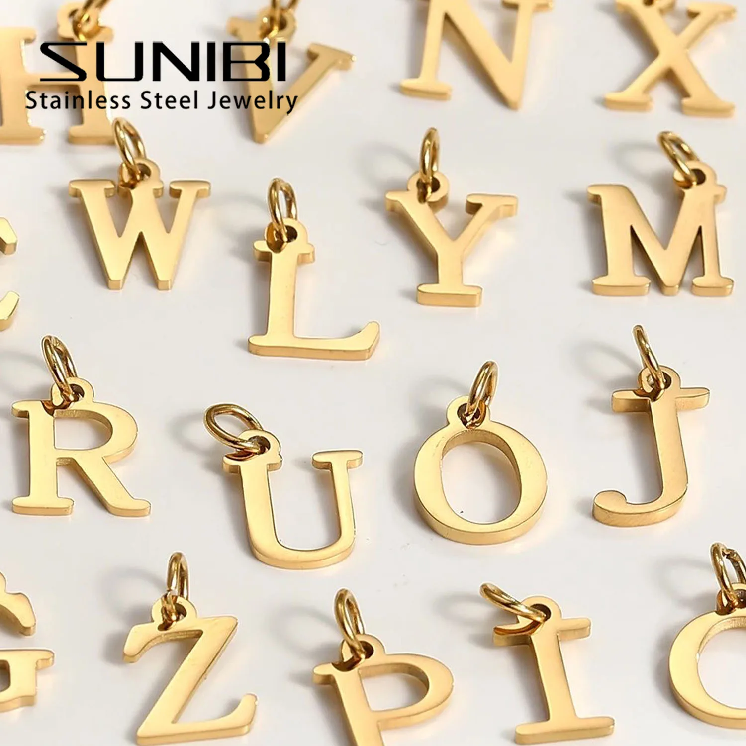 10PCS 26 Letters Stainless Steel Cut Alphabet Pendant for DIY Woman Necklace Ladies Jewelry Accessories Wholesale Dropshipping