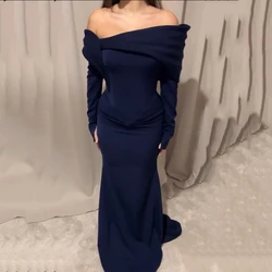 Msikoods Mermaid Evening Dresses 2026 Off Shoulder Long Sleeve Party Dress Luxury Formal Occasion Gown Saudi Prom Dresses