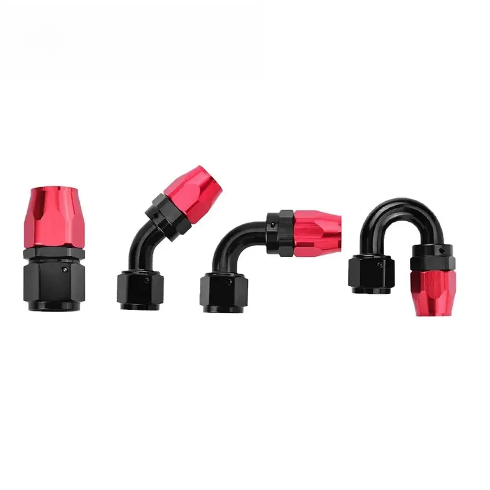 AN4/AN6/AN8/AN10/AN12 Prosto 0 ° /45 ° /90 ° /180 °   Stopień Aluminiowy obrotowy adapter końcówki węża Przewód paliwowy oleju Wtyczka NPT Czarny Czerwony — zdjęcie 2