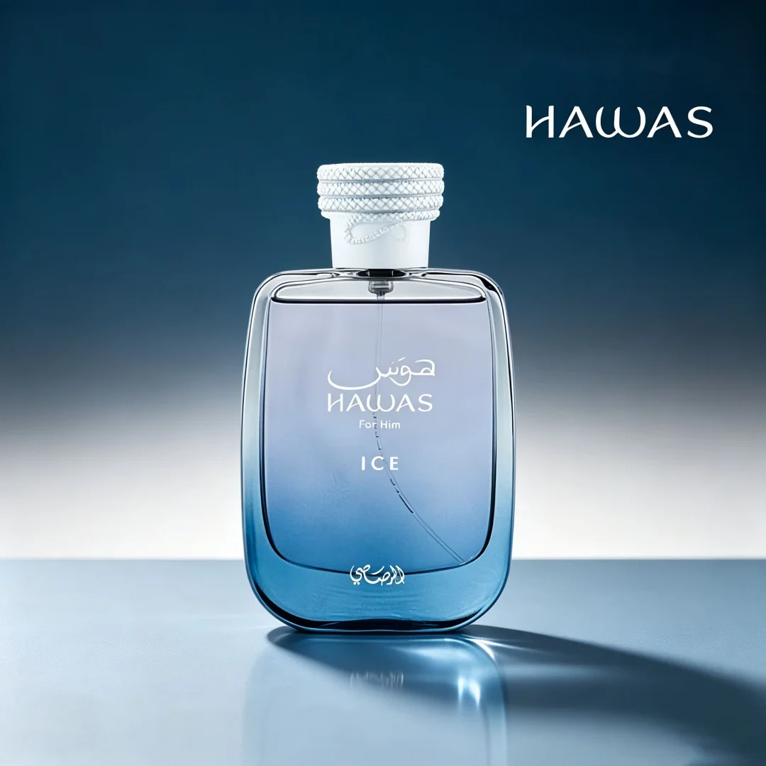 Hawas Ice by Rasasi 100ml for Men, Aromatic Cologne with Driftwood‑Moss Earthy Undertones