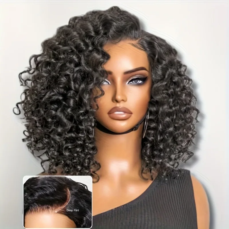 브라질리언 워터 웨이브 인모 가발 200% 밀도 13x4 레이스 프론트 내추럴 블랙 가발 통기성 좋은 일상 및 특별한 날용