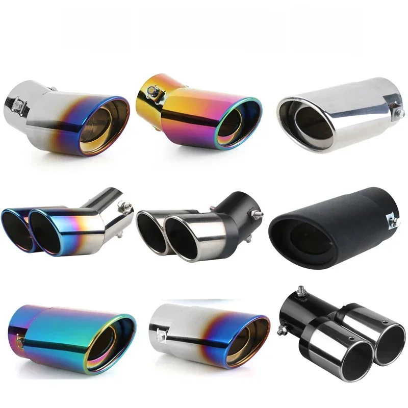 Embout de silencieux d'échappement universel pour voiture, tuyau en acier inoxydable, garniture chromée, accessoires de revêtement de gorge arrière de voiture modifiés