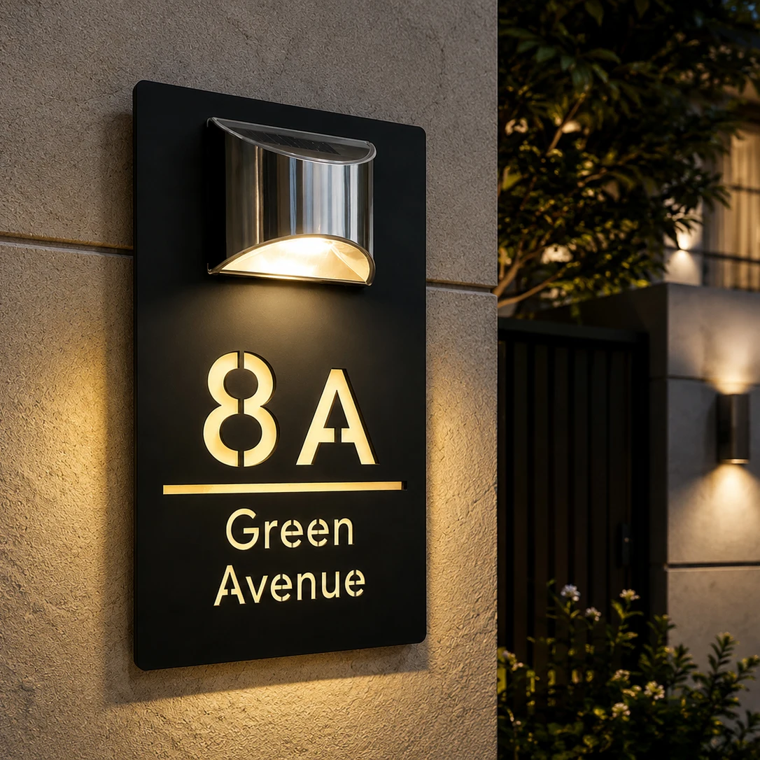 

Personalized Solar House Number Outdoor Residential Street Sign Custom House Sign LED Solar Outdoor Lights 3D Cut Door Sign HOT
