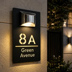 Personalized Solar House Number Outdoor Residential Street Sign Custom House Sign LED Solar Outdoor Lights 3D Cut Door Sign HOT