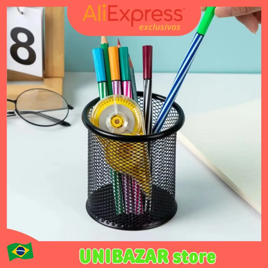 Pencil Door for Office Table, Metal Mesh, Square, Round Pen Pot, Cup Case, Container, Organizer, Du