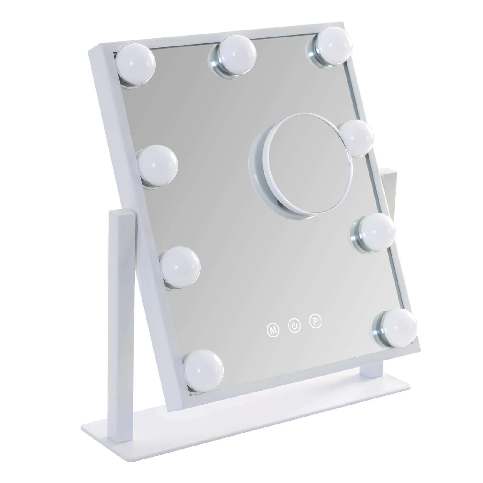 Hollywood Schminkspiegel mit Licht 9 LED Make-up Tischspiegel 360° Drehbar 3 Farbtemperaturen 3000K-6500K Dimmbar Smart Touch Memory Funktion Kosmetikspiegel Metallbasis Wandmontage Schminktisch