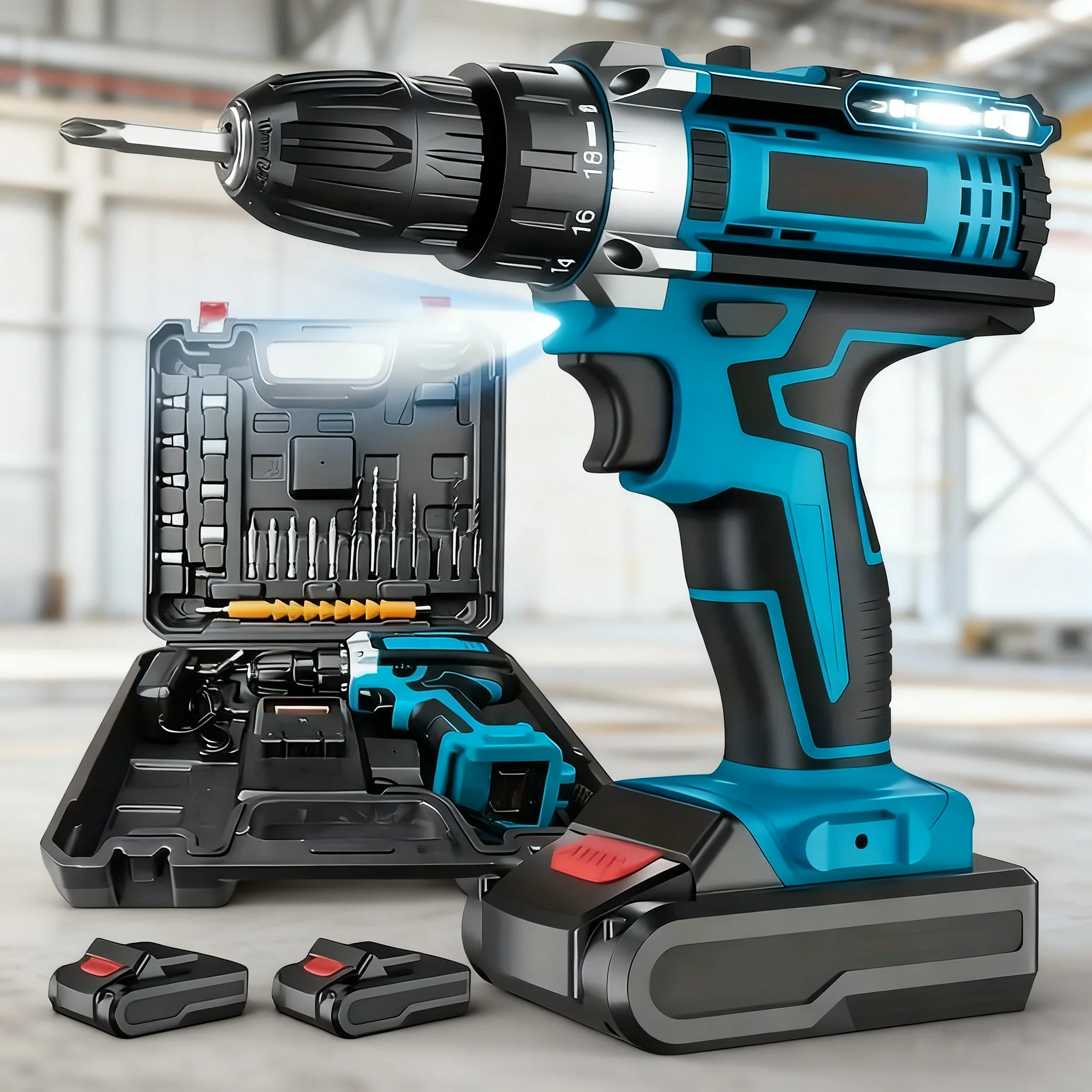 45N.M Cordless Impact Drill Rechargeable Electric Screwdriver 3/8 