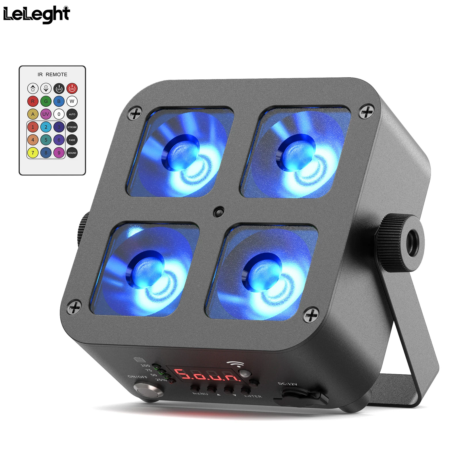 Leleght Mini Battery Powered Rechargeable Par Light 4X6W RGBWA UV Stage Light DMX512 LED Uplight For Festival Party Wedding