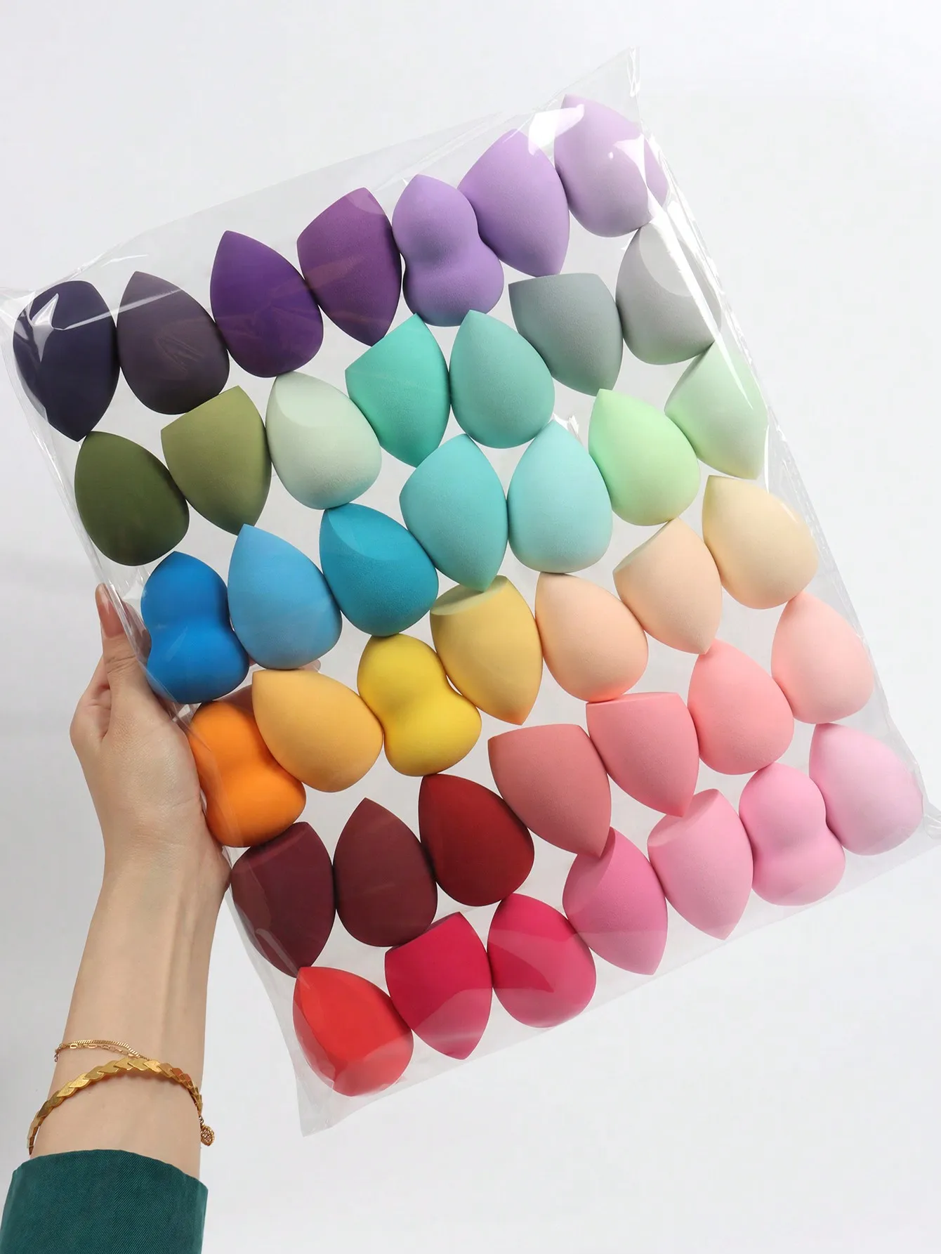 Makeup Sponge Set Of 3/5/10/15/20/30/50, Random Colors And Shapes, Beauty Blender For Liquid, Cream And Powder Foundation, Multi