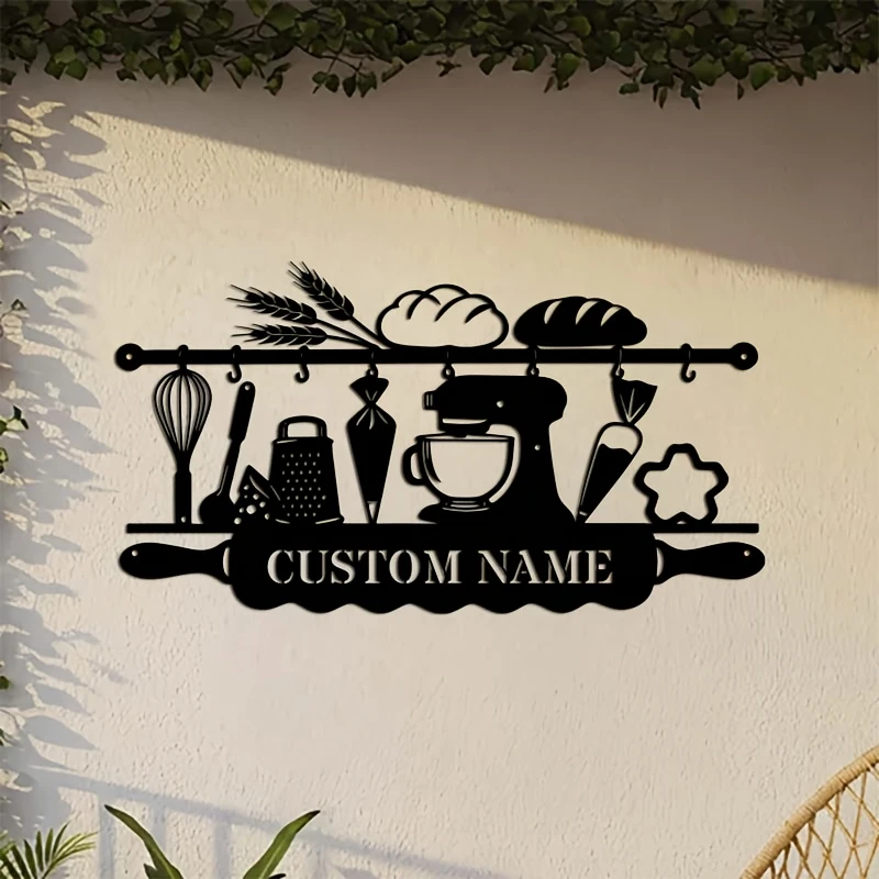 Personalized Kitchen Iron Wall Art, Baking Themed Sign, Lovely Decor for Farmhouse Kitchen