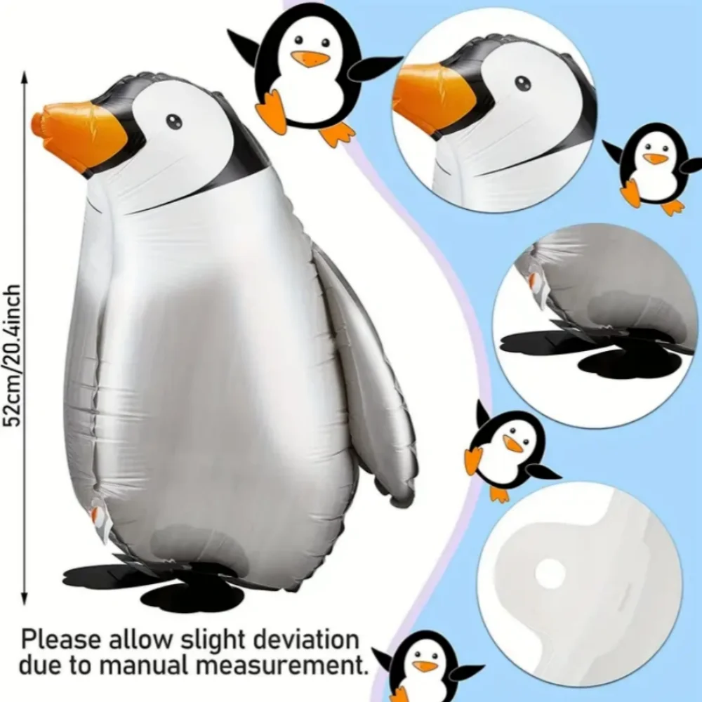 5pcs Walking Standing Penguin Aluminum Balloons Traction Walking Balloons + Ribbon For Pet Theme Party Decoration