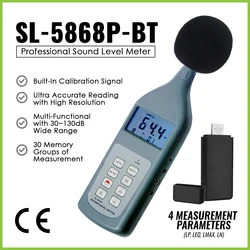 Professional Sound Level Meter 30~130dB USB Drive Software & Bluetooth for Workshop Vehicles Traffic Office School Hospital