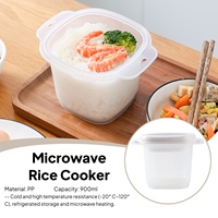 900ml Microwave Rice Cooker Microwave Steamer Cookware Food Container Practical Rice Cooking Steaming Pot for Office Oatmeal