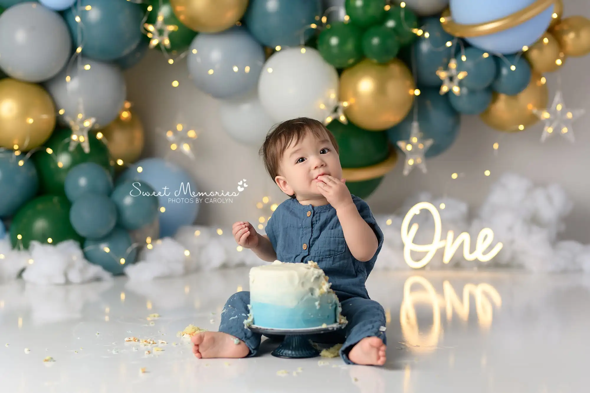 Gold Green Twinkle Balloons Backdrops Kids Boy Photography Props Child Baby Birthday Cake Smash Photocall Decors Backgrounds