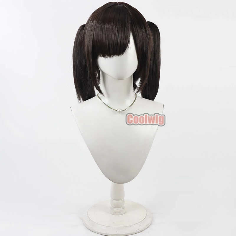 Coolwig Synthetic Hair Sora Cosplay Wigs Game Nikke The Goddess of Victory Sora 45cm Long Dark Brown Ponytail Wig Heat Resistant