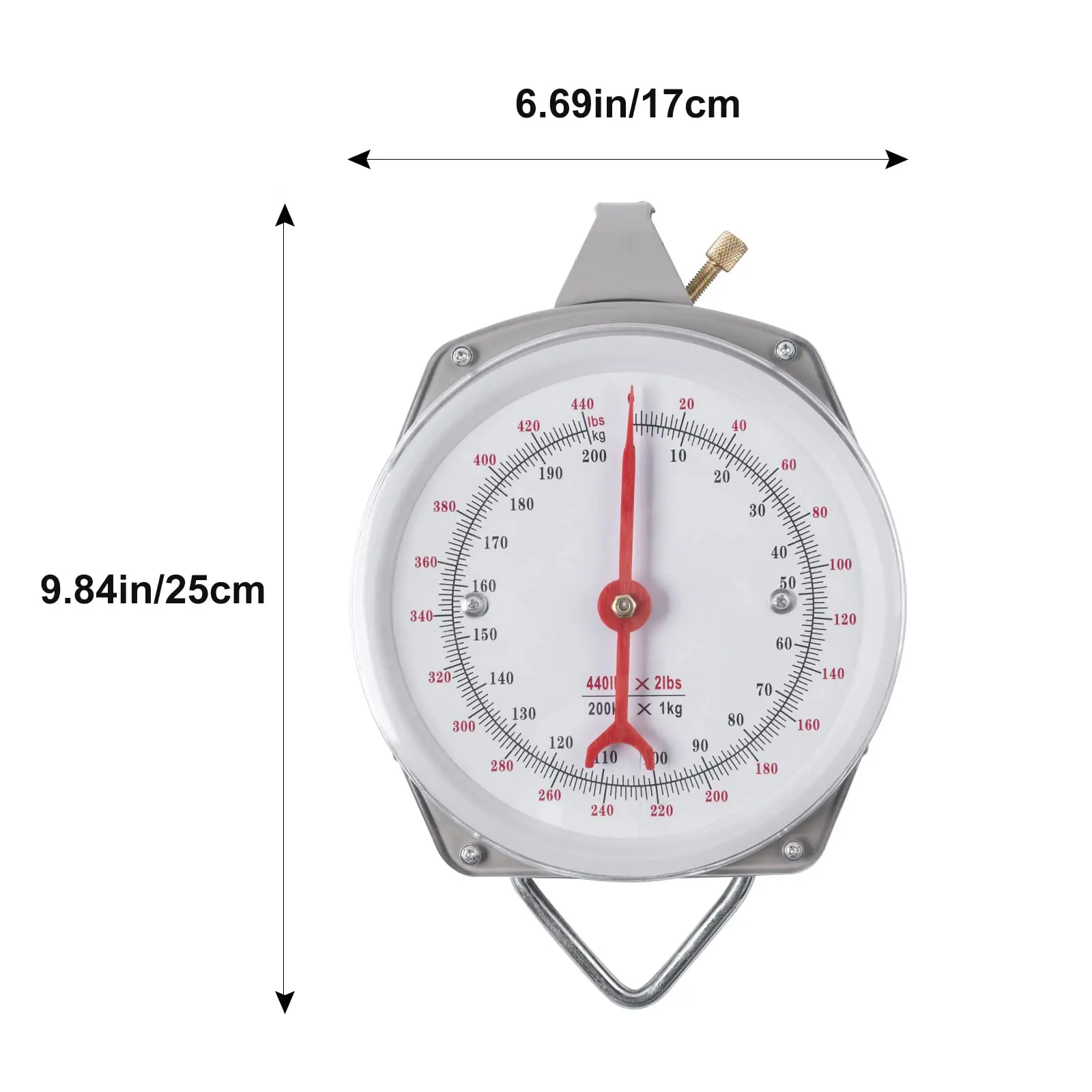 Goture Mechanical Hanging Scales 440lb/200kg High Accuracy Large Display Spring Dial Weight Scale Scale for Kitchen Fishing Hunt