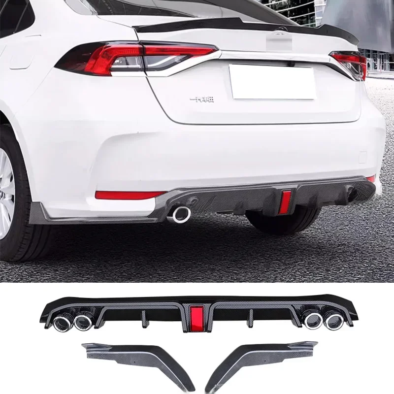 Tylny dyfuzor do Toyota Corolla Sedan 2019-2023, czarny połysk, zestaw karoserii samochodowej, listwa, spoiler zderzaka, plastikowy splitter. — zdjęcie 2