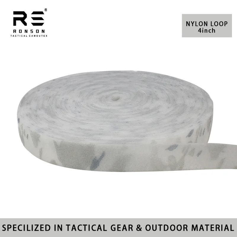 MC Alphine Snow White Camouflage Printed Nylon Tactical Gear Loop Tape 1/2/4 Inch Wide Material with Strong Durable Use Loop
