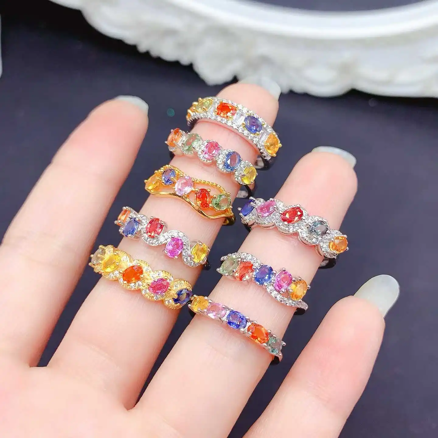 KJJEAXCMY Natural Gemstone Women's Luxury Impurity Free 3x4mm Colored Sapphire Ring with Multiple New Styles 925 Pure Silver