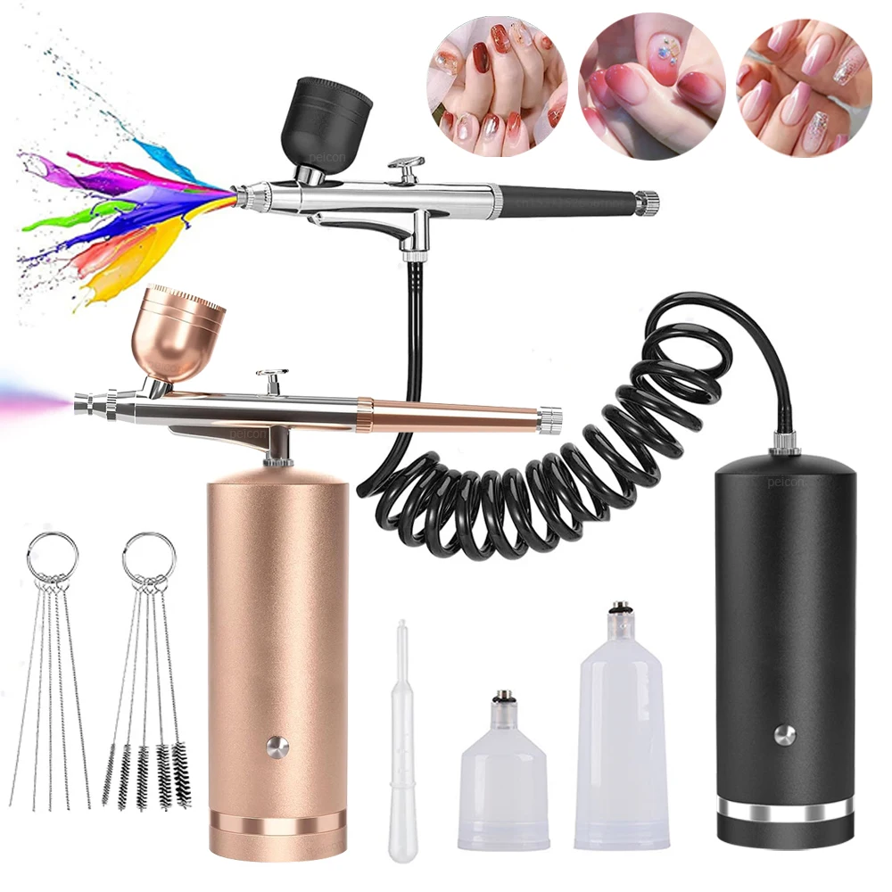 Aérographe pour ongles avec compresseur, aérographe portable pour la peinture sur ongles, l'art, l'artisanat, les modèles, la décoration de gâteaux, kit d'aérographe avec compresseur, mini pistolet pulvérisateur