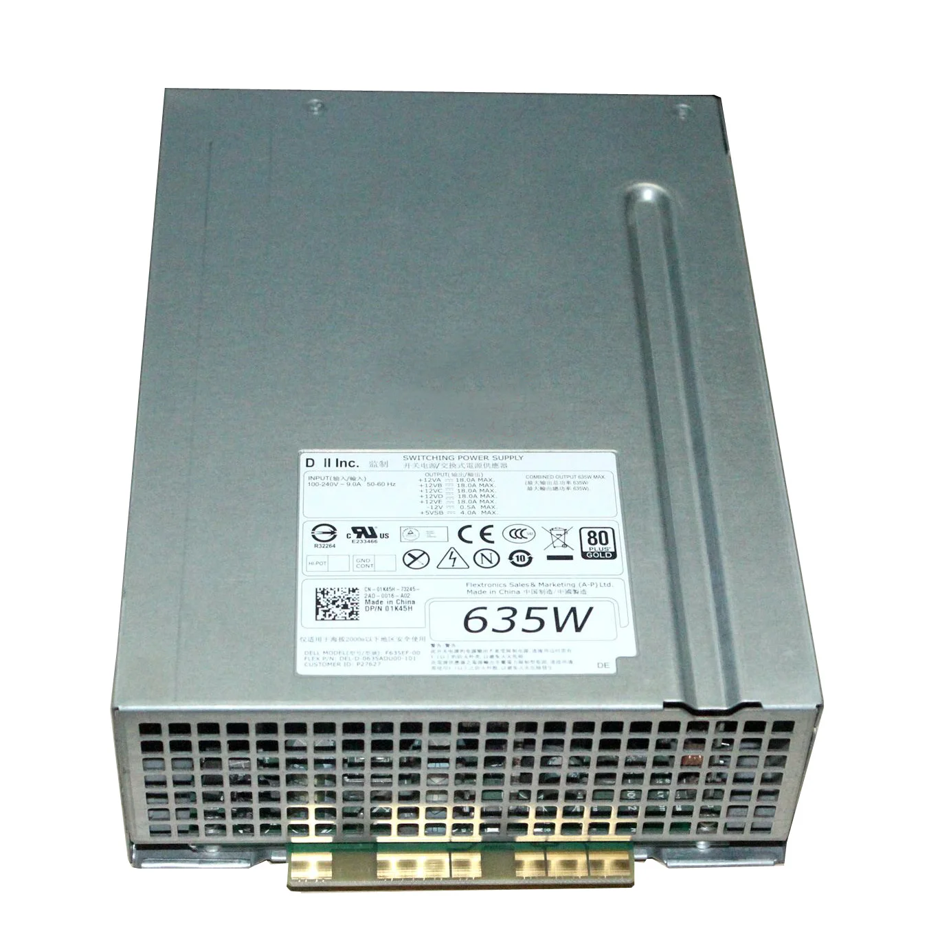 Original For Precision T5600 T3600 635W Power Supply Unit PSU 0NVC7F D635EF-00 01K45H F635EF-00