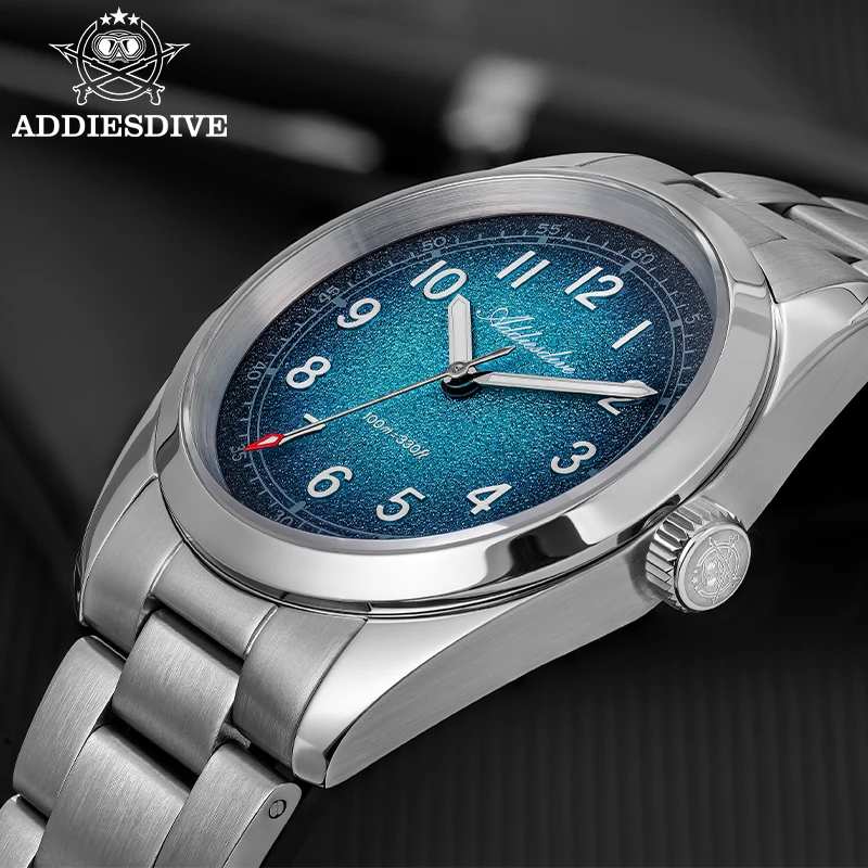 ADDIESDIVE Business 36mm Woman Watches Sapphire Glass Japan 2035 Quartz Super Luminous 10Bar Waterproof Dress Women Steel Watch