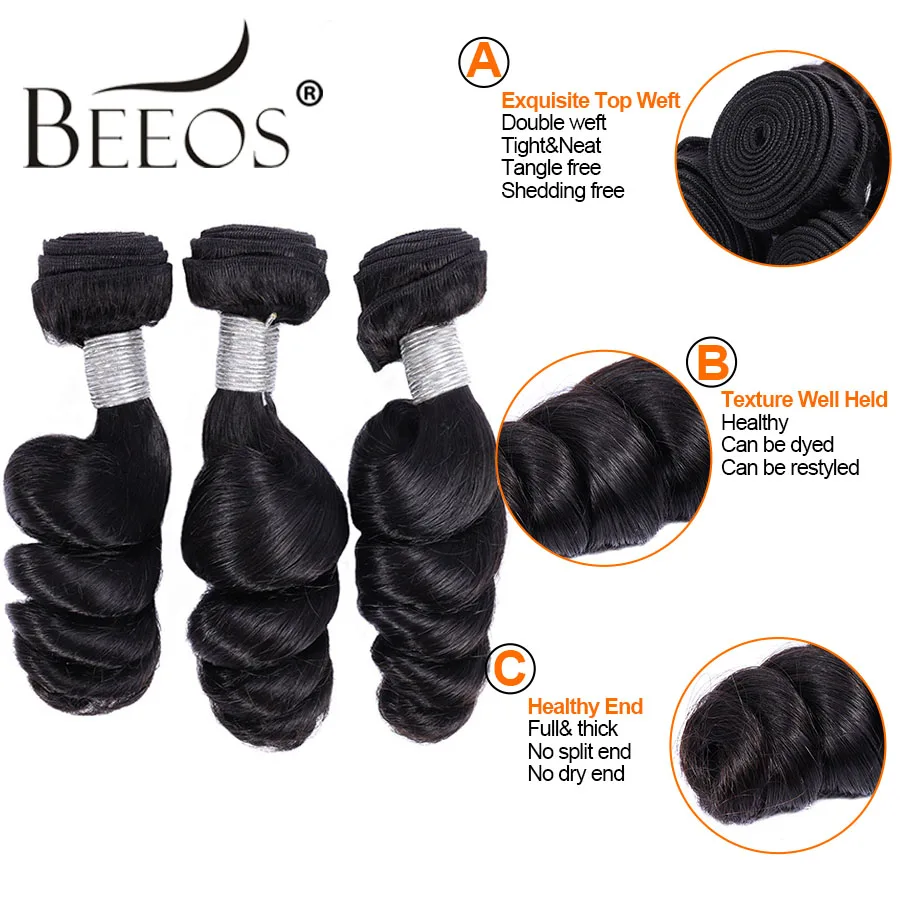 BEEOS Loose Wave 13x6 HD Lace Frontal With Bundles Melt Skin HD Transparent Lace 3 Bundles With Closure Human Hair Extension