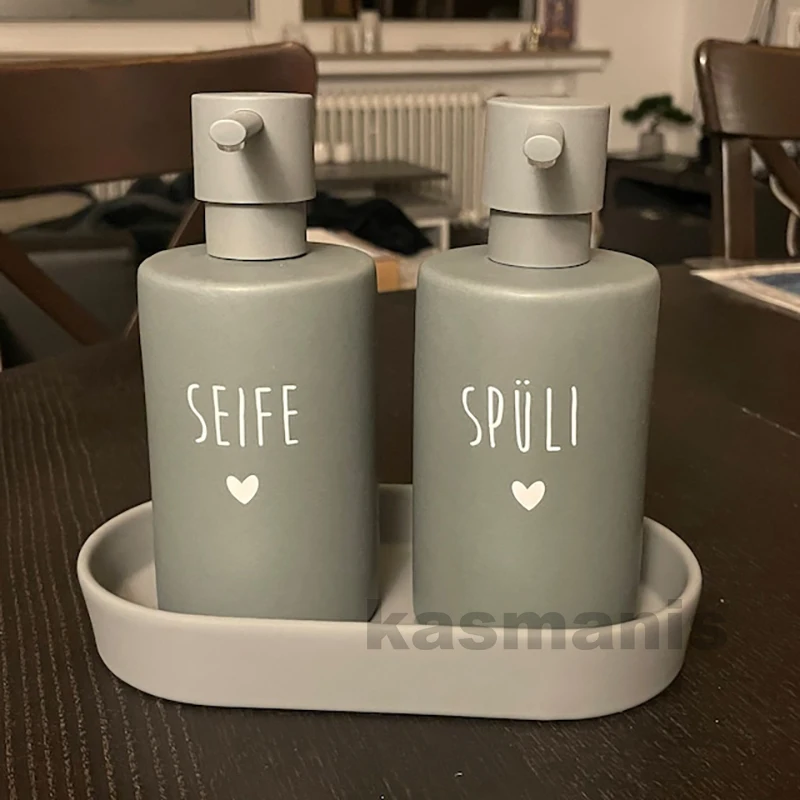 German Hand Seife Label Vinyl Sticker Soap Dispenser Decals Waschmittel, Hand Creme Sign Decal for Dispenser Bottles Decoration