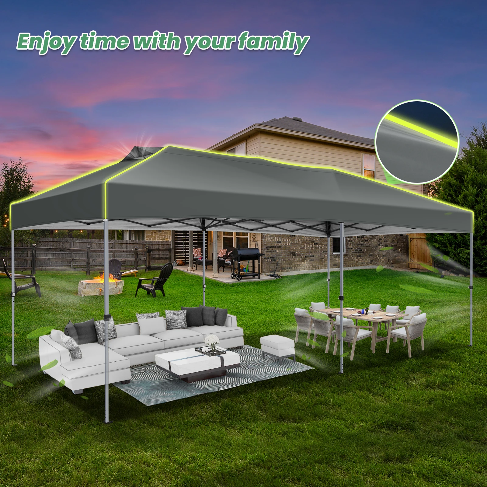 3x6m Folding Gazebo Event Canopy Pop Up Waterproof Party Tent With 6 Side Wall UV Protect For Garden Outdoor Commercial Wedding