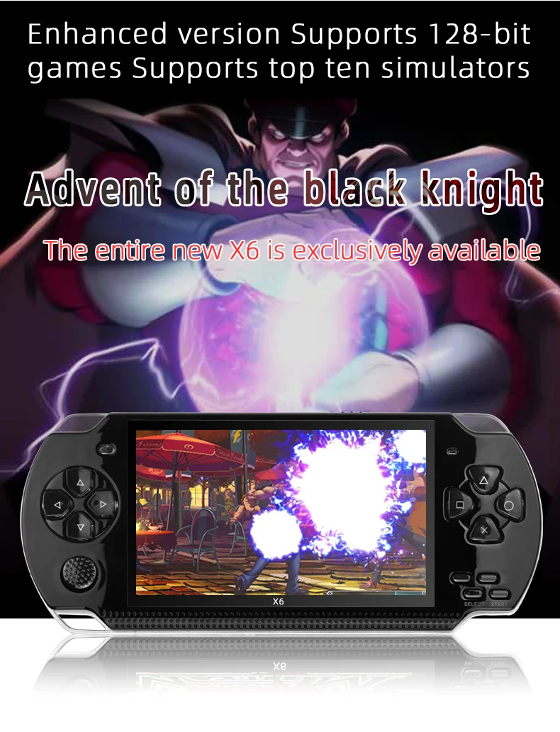 Universal X6 Handheld Game Console 4.3-Inch 8GB Retro RPG Role-Playing Support Download Save Take Photos GBA Arcade Game Leisure