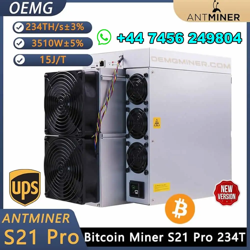 SELO GARANTIDO DX Brand New Bitmain Antminer S21 Pro (234TH) Bitcoin Crypto ASIC Miner