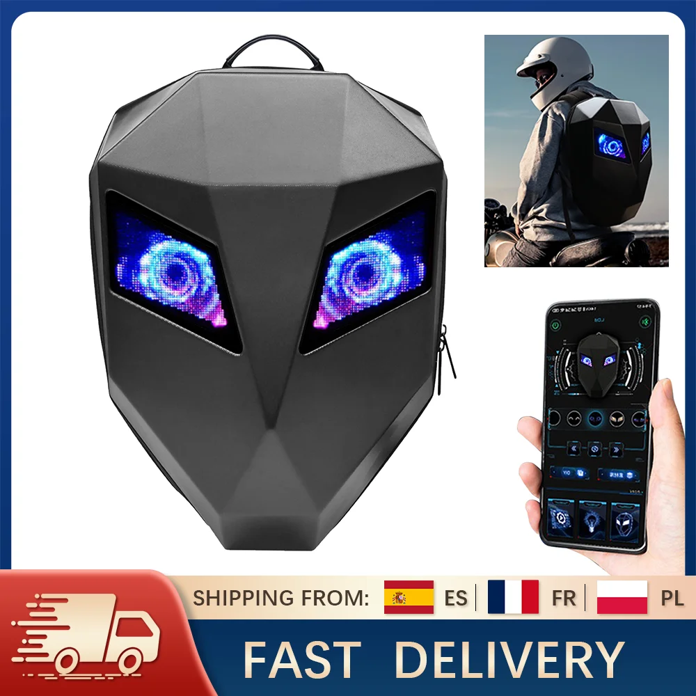 Sac à dos de moto LED, coque rigide 3D, avec écran numérique Programmable, sac de casque de cyclisme étanche pour l'extérieur