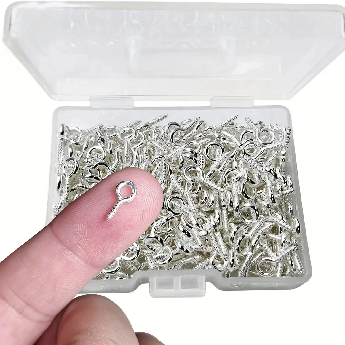 100 stuks Mini Schroef Oog Pin Pinnen 8x4mm Haken Zelftappende Schroeven voor Kunst & Ambachten Kurk Top Flessen DIY Sieraden Maken (Zilverachtig) - afbeelding 2