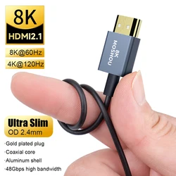 MOSHOU HDMI 2.1 koncentryczne elastyczny kabel HDMI do HDMI 48 gb/s eARC HDR 8K 60Hz 4K 120Hz dla TV, pudełko PS5 na laptopa