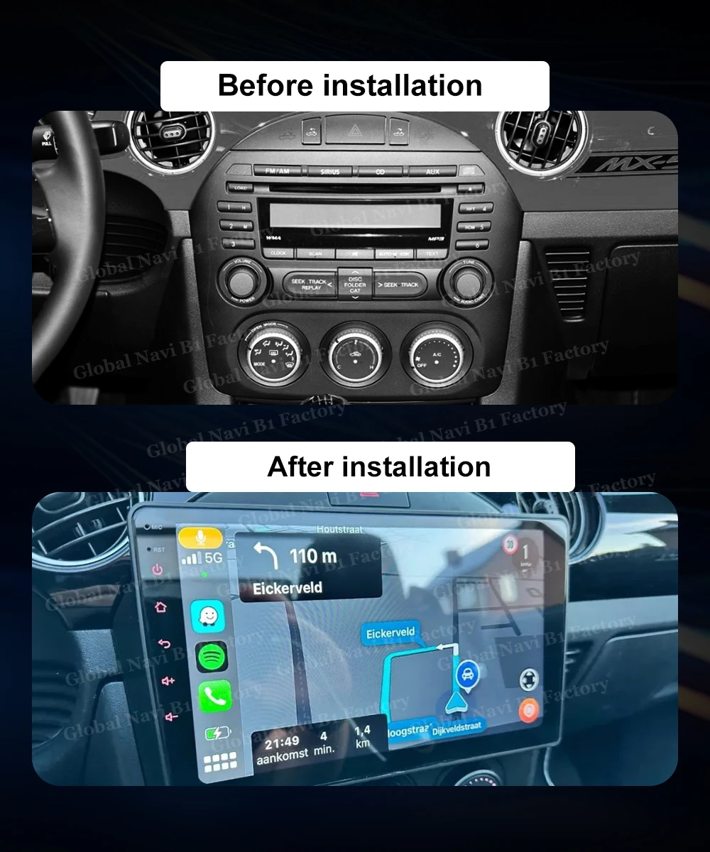 CarPlay اللاسلكي لمازدا MX-5 III 3 NC 2008-2015 Android16 راديو السيارة الوسائط المتعددة مشغل فيديو 4G واي فاي الملاحة لتحديد المواقع DSP ستيريو #2