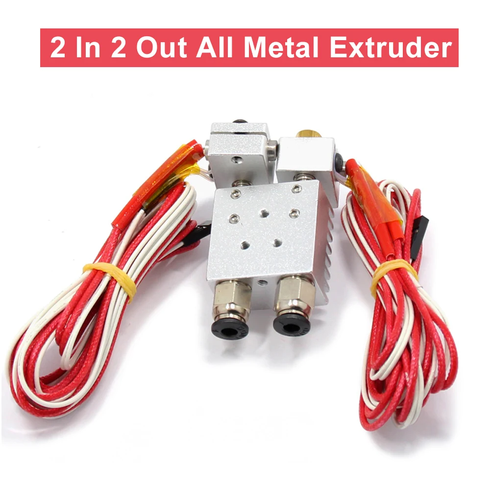 Upgraded 2 In 2 Out Multi-extrusion Head All Metal Hotend Extruder For Chimera Without Fan 0.4mm/1.75mm 3D Printer Accessories