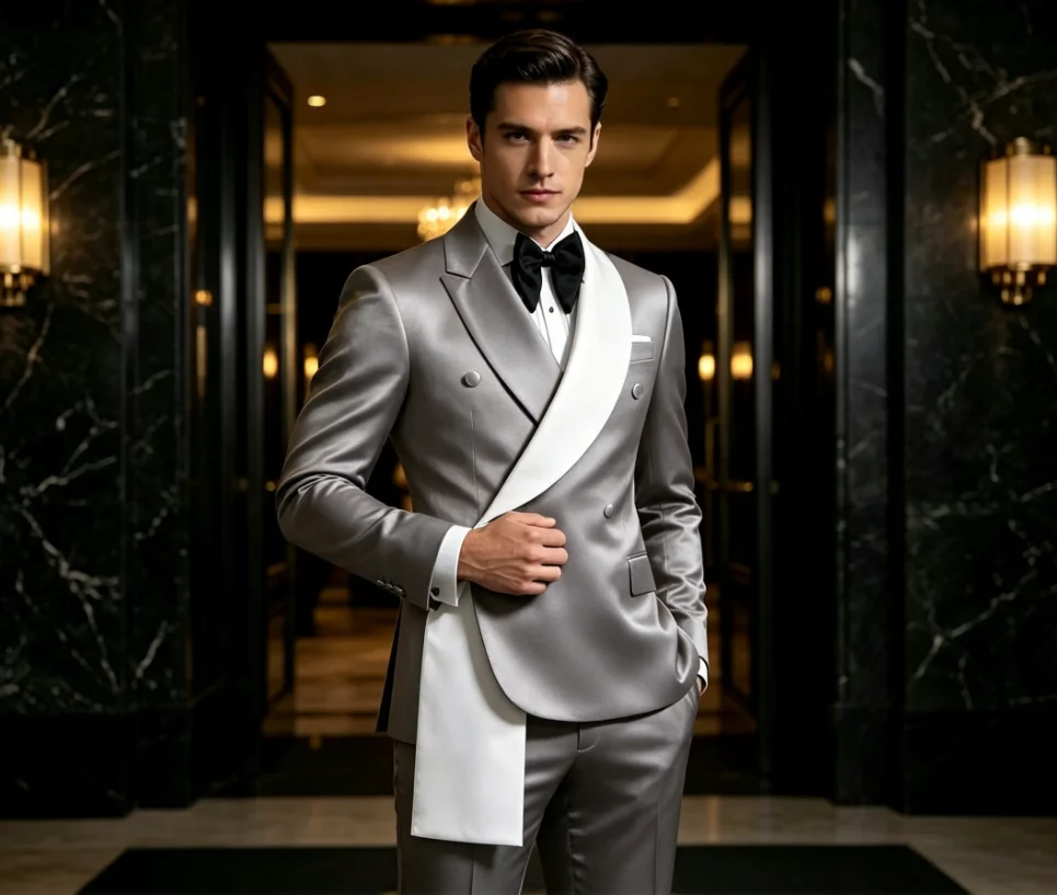 Modern Patchwork Mens 2-Piece Suit Set Jacket Pants Black White Formal Suit Attire Customized XS-5XL Tuxedo Costume for Man