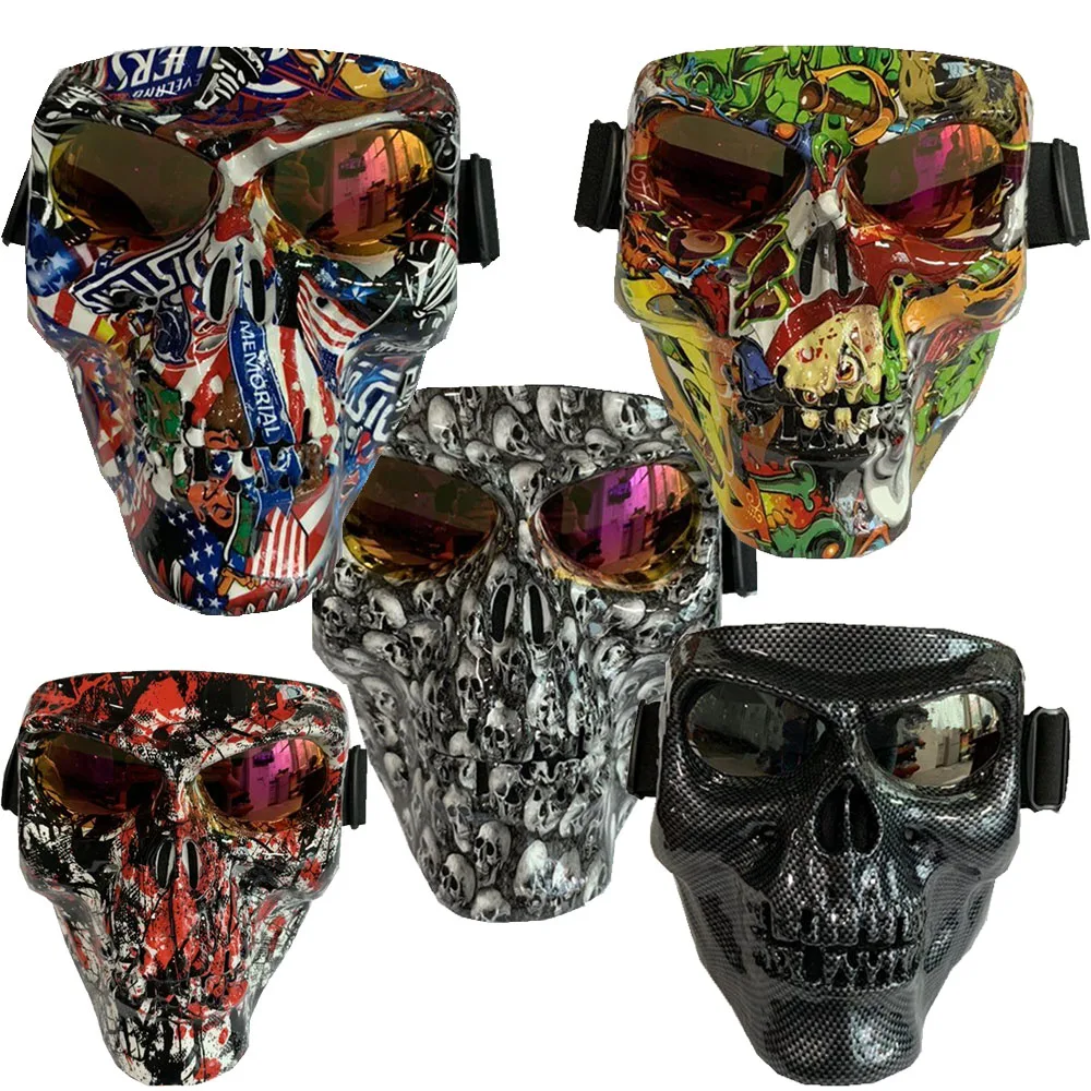 Outdoor Airsoft Shooting Face Protection Gear Motorcycle Goggles Tactical Paintball Halloween Cosplay Horror Gost Skull Mask