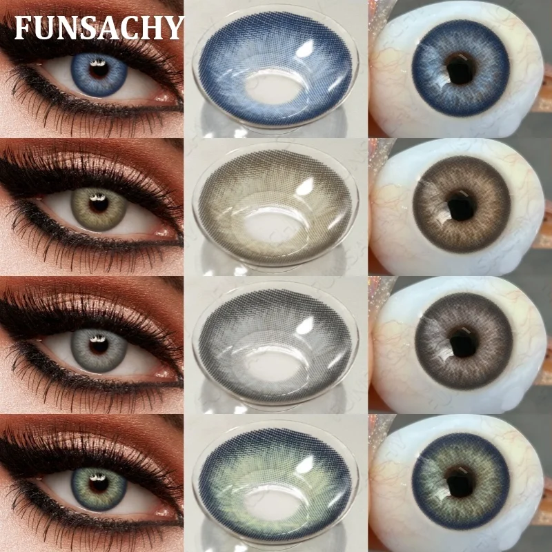 FUNSACHY 1 Paar braune Linsen, farbige Kontaktlinsen, schöne farbige Pupillen, grüne Kontaktlinsen, natürlicher Look, Linsen für Frauen, braune Pupillen