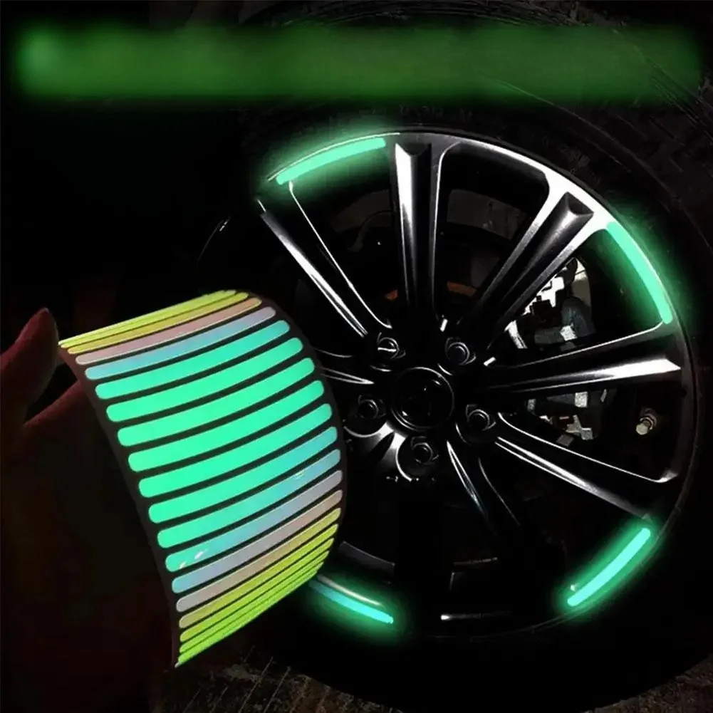 Autocollant réfléchissant pour jante de pneu de moto, 20 pièces, autocollants d'avertissement de sécurité nocturne, réflecteur de moyeu, décalcomanies automobiles, outil de bande de roue de moto
