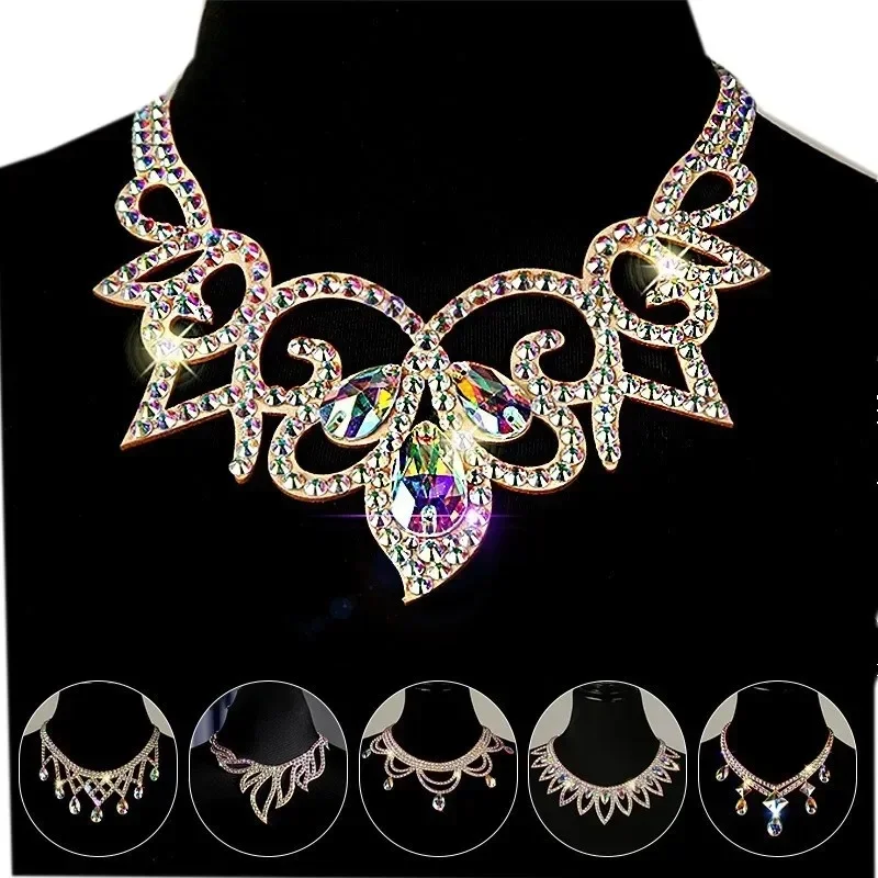 Ręcznie robiony kryształowy naszyjnik z kryształkami Rhinestone Biżuteria do tańca brzucha Akcesoria do tańca cygańskiego Kolorowe — zdjęcie 2