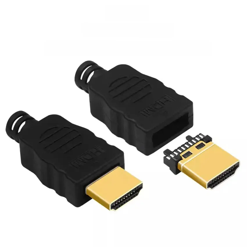1-2 zestawy pozłacane lutowane męskie złącze terminala HDMI z plastikową obudową zestaw naprawczy złącza HDMI HDMI — zdjęcie 2