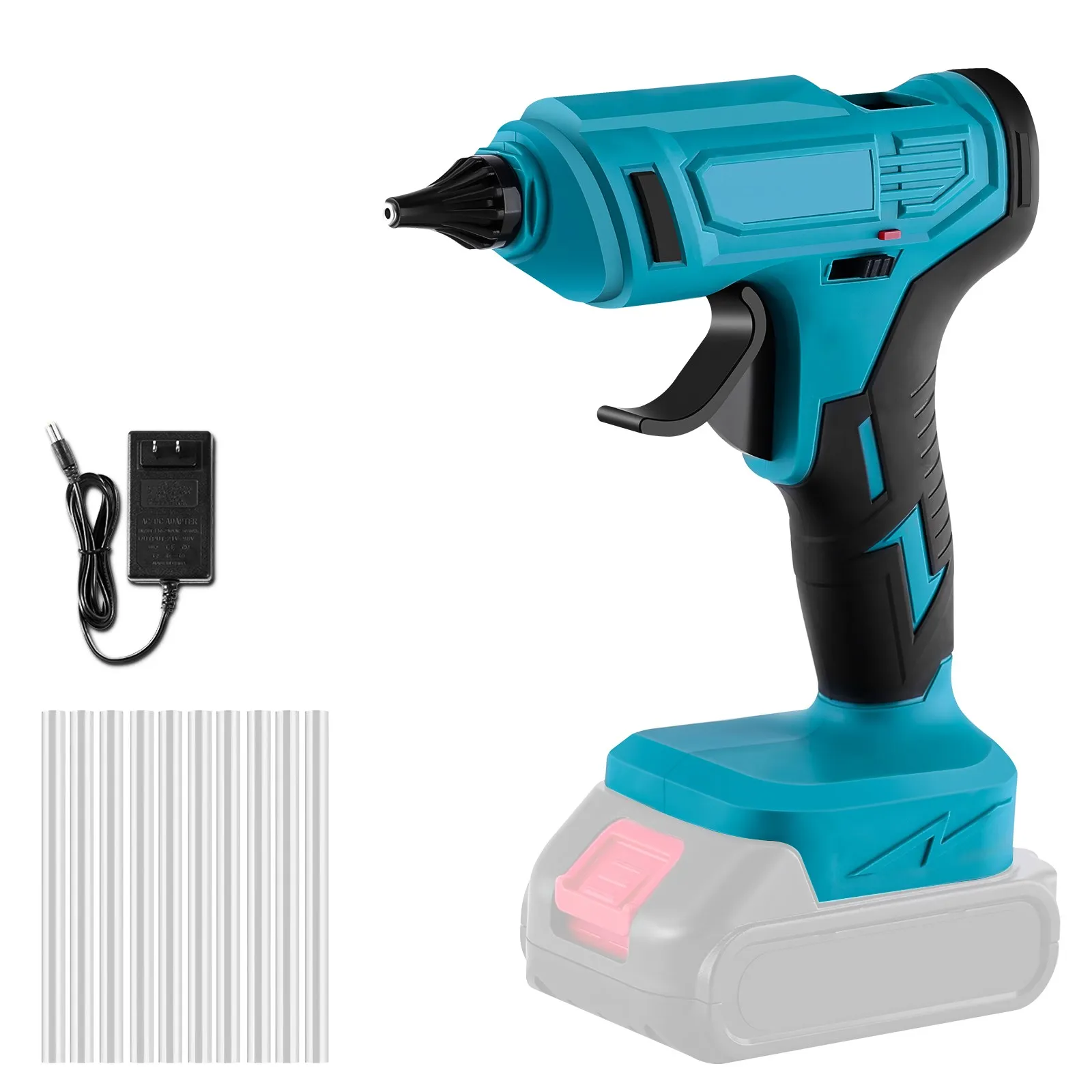 18V Wiederaufladbare Heißklebepistole mit 2 Makita-Akkus, Industrielle Elektrische Klebepistole mit Anti-Tropf-Düse