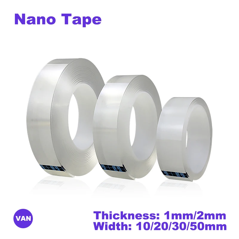 

1/2/3/5M Nano Tape Tracsless Double Sided Tape Transparent No Trace Reusable Waterproof Adhesive Tape Cleanable Home gekkotape