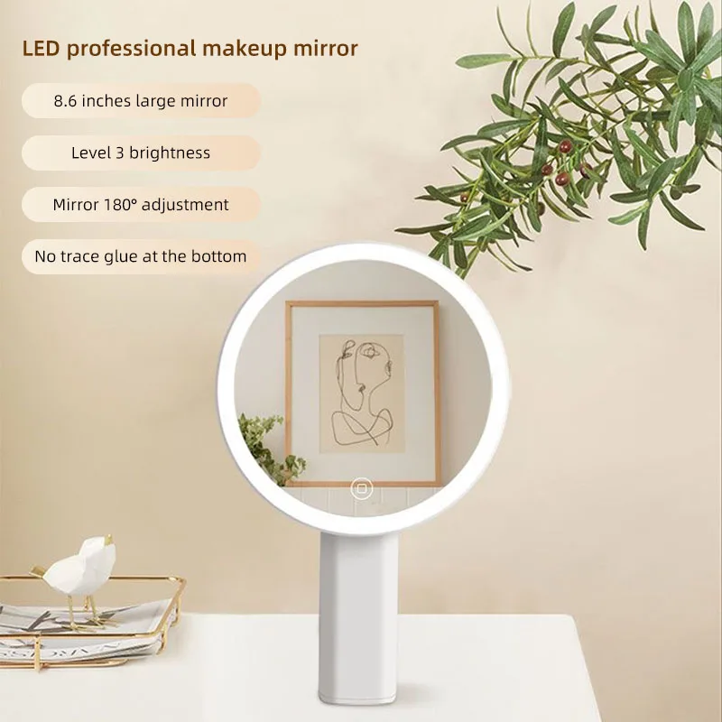 LED-Desktop-Kosmetikspiegel, verstellbarer Schminkspiegel, intelligentes Fülllicht.