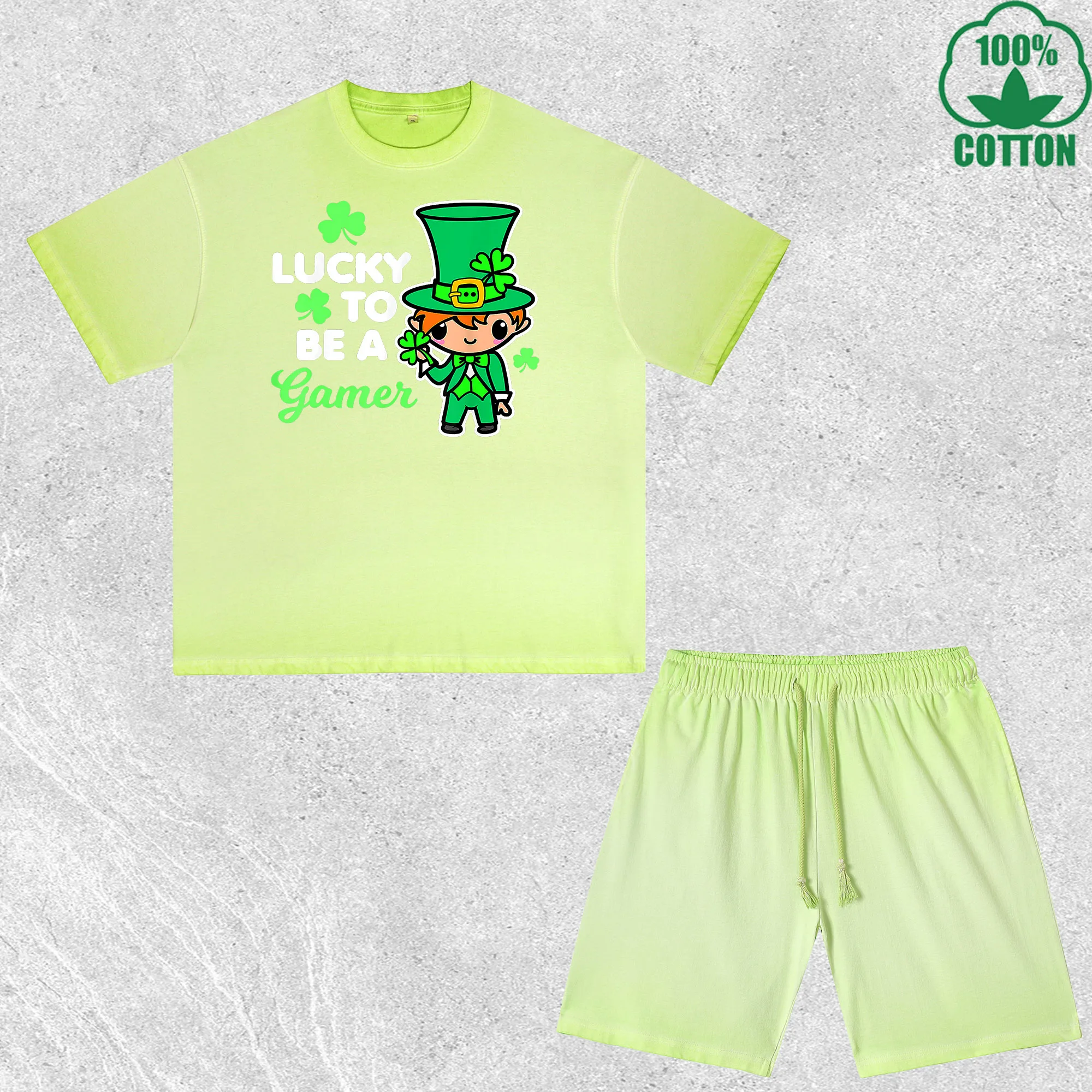 

Gamer Printed Dirty Wash T-Shirt Shorts Set Multicolor Combo Loose Trendy Fashionable 100%Cotton Short Value Pack