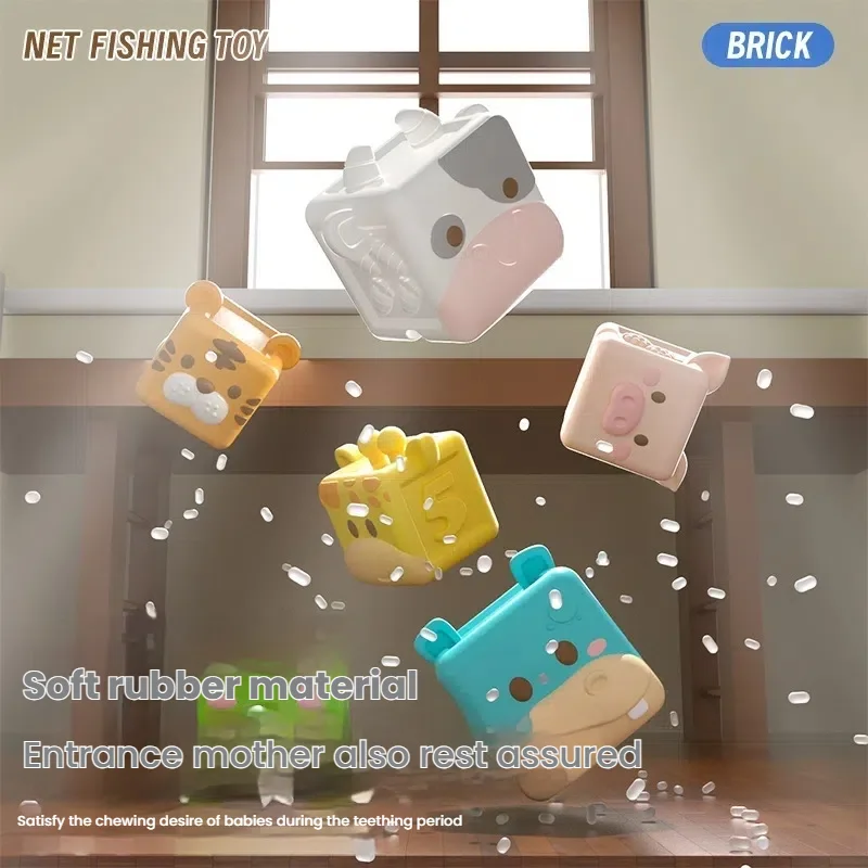 Babybadje Speelgoed Montessori Dier Cognitieve Drijvende Water Speelgoed Zacht Stapelen Bouwstenen Veilig Tandjes Knijp Zintuiglijke Speelgoed