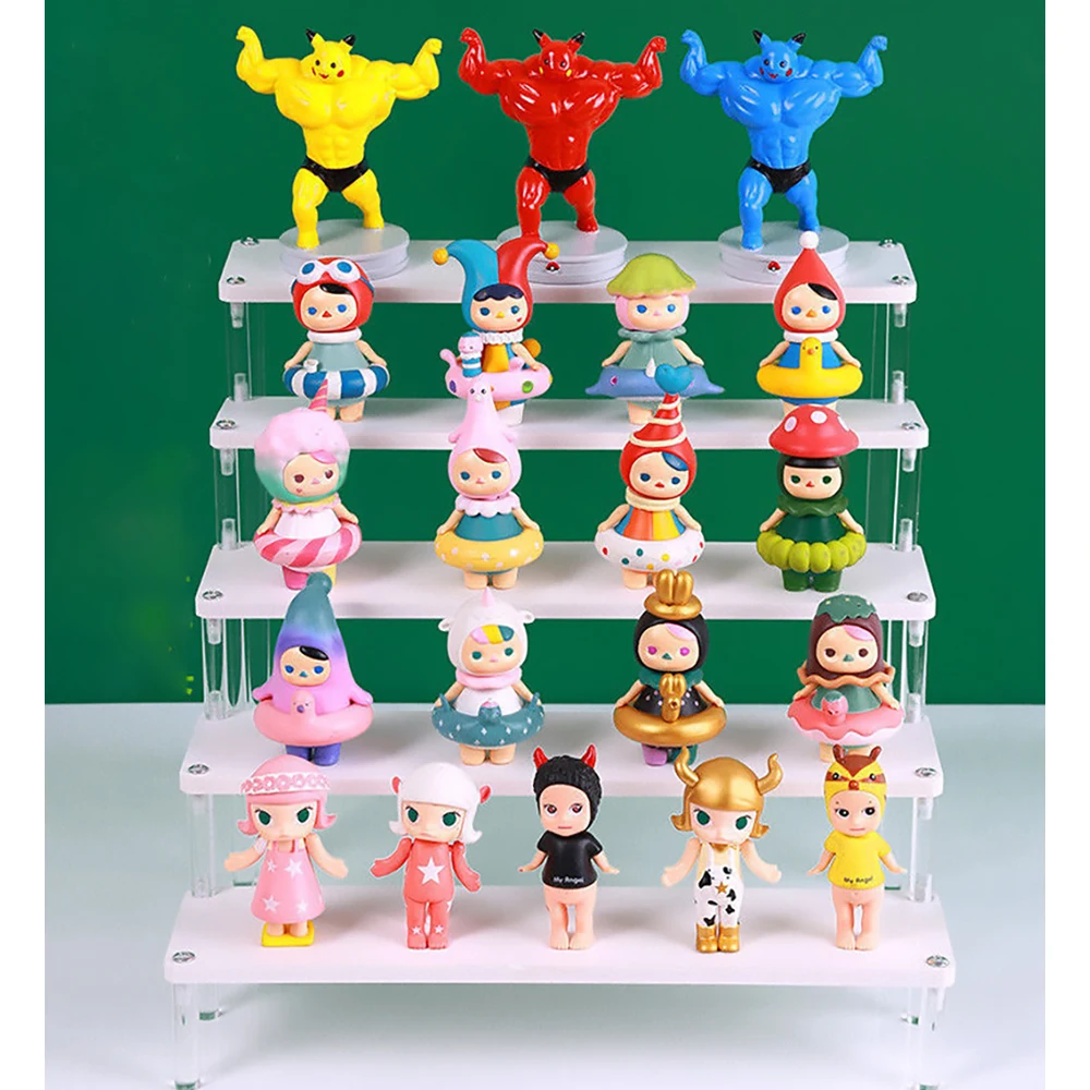 Ladder white Acrylic Display Riser Stand for Funko Pop Figures,Perfume,Cosmetics,Cupcake,Doll;Model Storage Rack Shelf Organizer